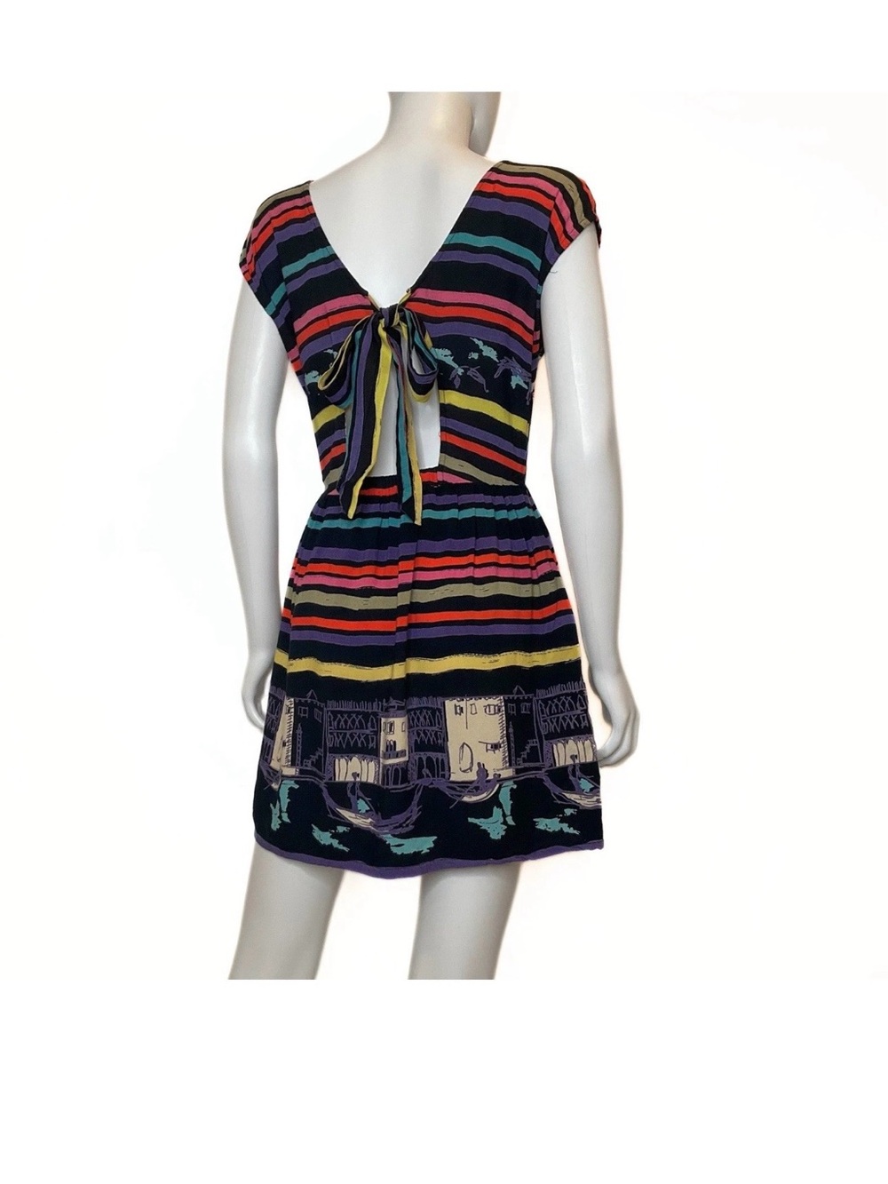 Angie City View Rainbow Stripe
Cutout Back Mini Dress -
Multicolor - Size L